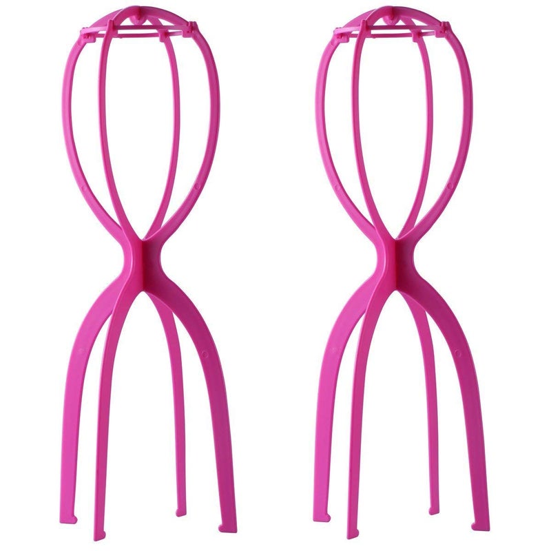 Dreamlover Portable Tall Stands for All Wigs, Collapsible Wig Dryer for Travel, Hot Pink, 2 Packs - Image 1